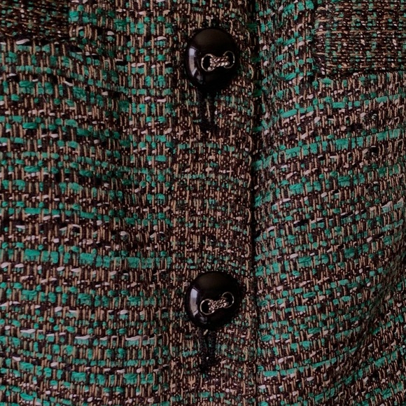 Y2K! The Limited does Chanel Green Tweed Look Matching Jacket Skirt Suit Set Sm - Picture 3 of 9